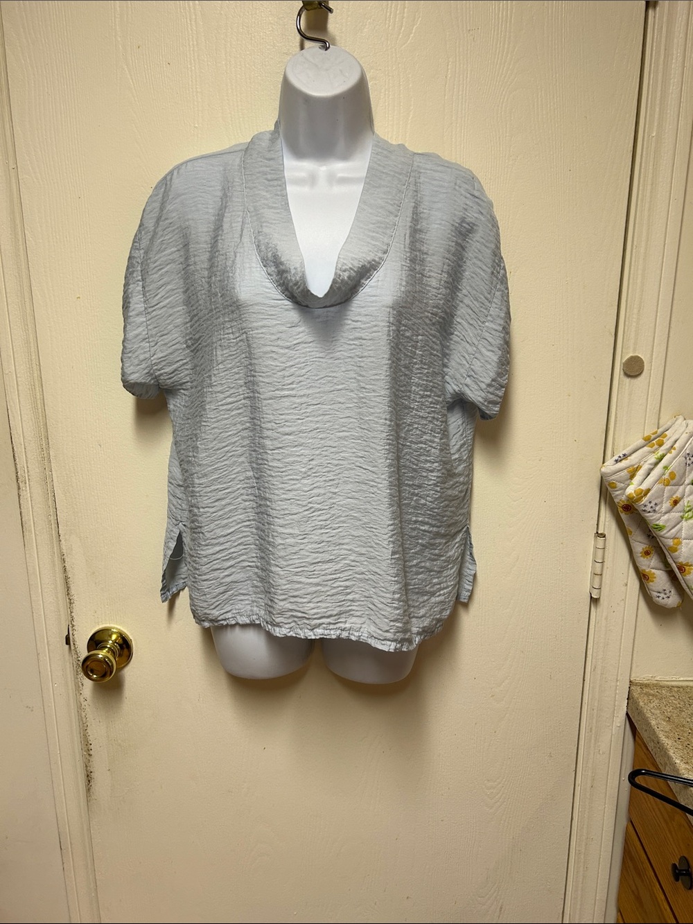 cut loose Light Blue Cowl Neck Blouse